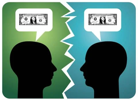 Breakdown in communication Two men arguing about money. Vector available C... Stock Photos