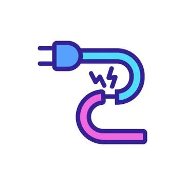 Breakdown in electric cord icon vector outline illustration Stock Illustration