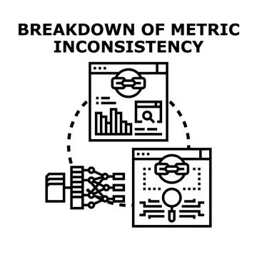 Breakdown of metric inconsistency and data analysis Stock Illustration