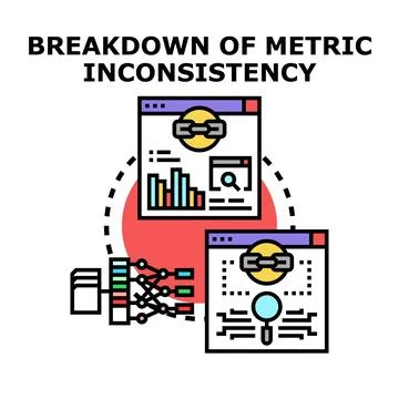 Breakdown of metric inconsistency and data analysis Stock Illustration