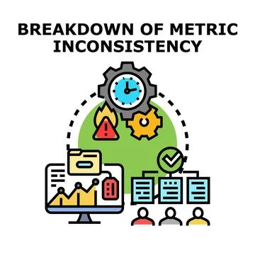 Breakdown of metric inconsistency in business analytics 스톡 일러스트