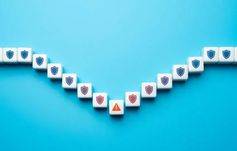 Breakdown of protection and collapse of the security system. Vulnerability .. Stock Photos