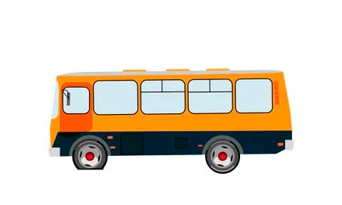 Breakdown. Punched wheel. Bus side view on an isolated background. Vector ill Stock Illustration