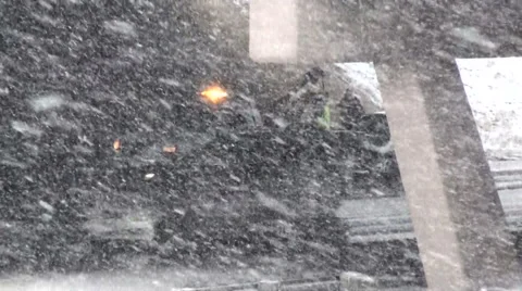 Breakdown in a Snowstorm Stock Footage 54756524