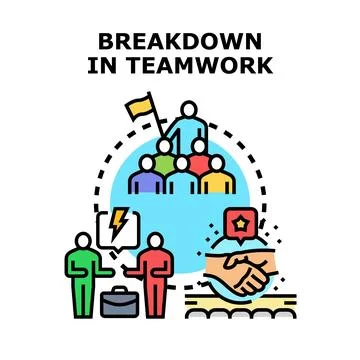 Breakdown in teamwork and business conflict resolution Stock Illustration