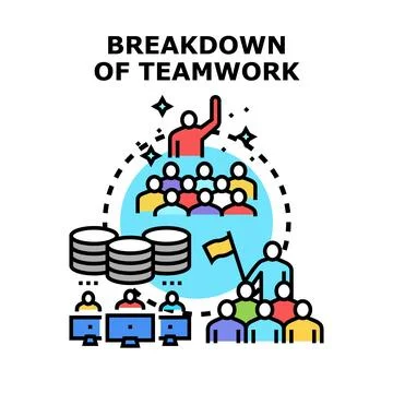 Breakdown of teamwork and business failure concept Stock Illustration