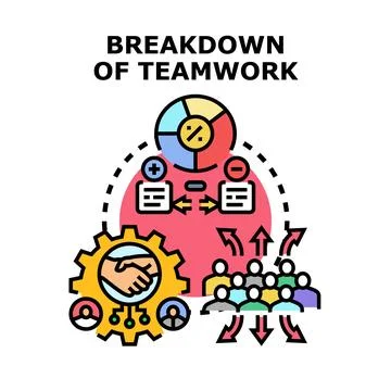 Breakdown of teamwork and collaboration problems concept Stock Illustration