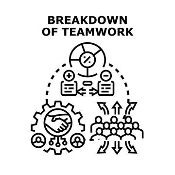 Breakdown of teamwork and collaboration problems concept Stock Illustration