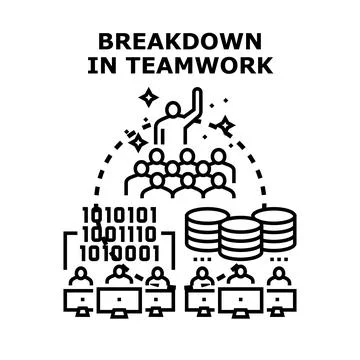 Breakdown in teamwork concept with data processing Stock Illustration