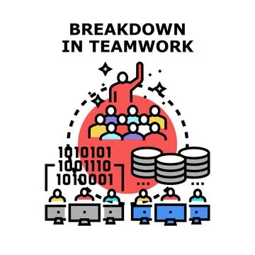 Breakdown in teamwork concept with data processing Stock Illustration