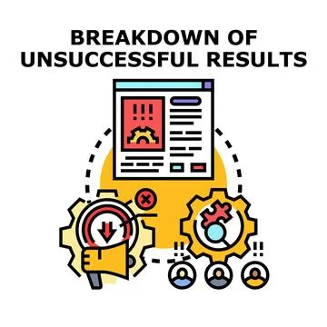 Breakdown of unsuccessful results analysis and failure statistics Illustrazione stock