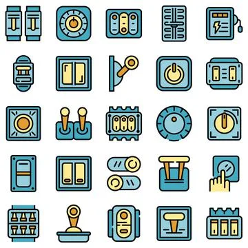 Breaker switch icons set vector flat Illustrazione stock