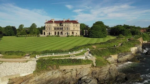 The Breakers, Mansion, Cliff Walk, Newport, Rhode Island, USA Stock Footage