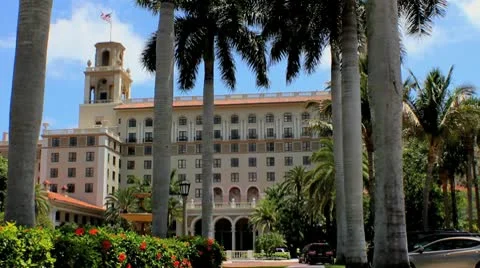 Breakers Palm Beach Florida with Palm Trees Stock Footage 8986236