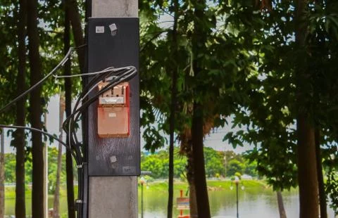 Breakers on the power poles Stock Photos