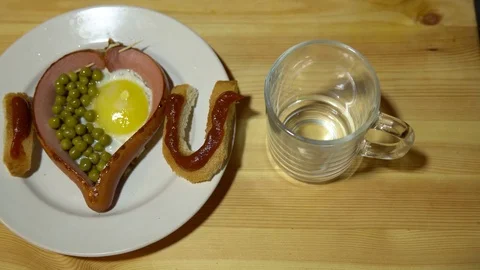 Breakfast on the 14th of February. Stock Footage 83957431