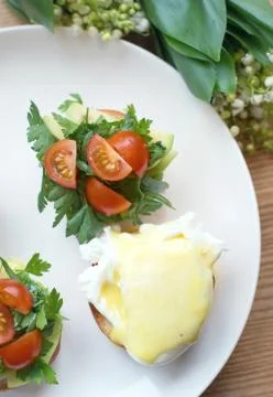 Breakfast as a background. Concept and idea of tasty food Stock Photos