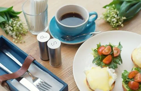 Breakfast as a background. Concept and idea of tasty food Stock Photos