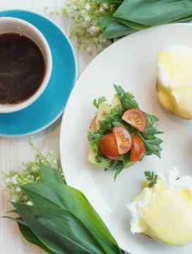 Breakfast as a background. Concept and idea of tasty food Stock Photos