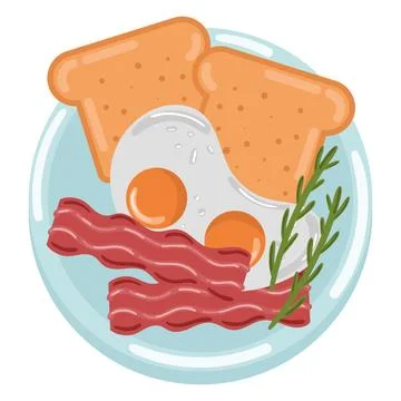 Breakfast bacon egg and bread Stock Illustration