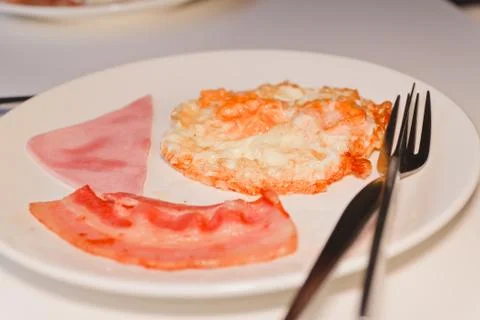 Breakfast with bacon, fried egg Foto stock