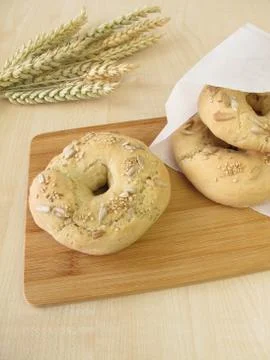 Breakfast bagels Stock Photos