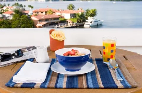 Breakfast on the balcony Stock Photos