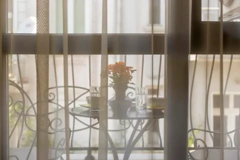 Breakfast on the balcony Stock Photos