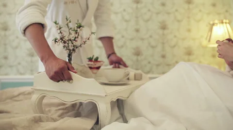 Breakfast in bed Stock Footage 47557821