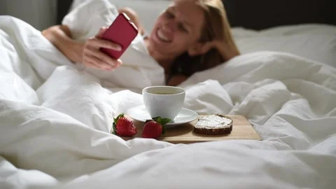 Breakfast in bed. Stock Footage 168514099