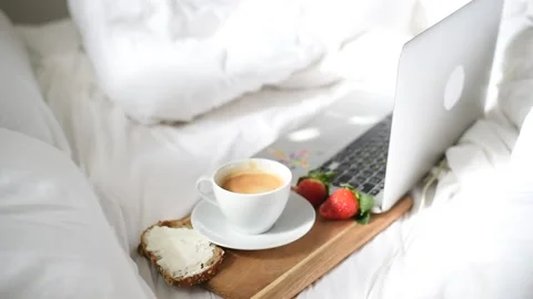 Breakfast in bed. Stock Footage 168514305