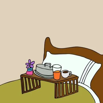 Breakfast in bed Stock Illustration
