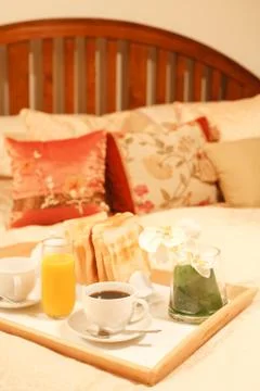 Breakfast in bed Stock Photos