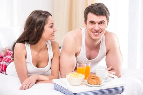 Breakfast in bed Stock Photos