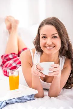 Breakfast in bed Stock Photos