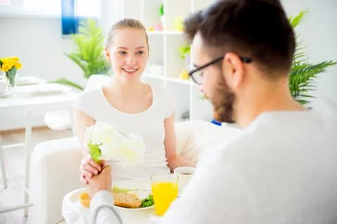 Breakfast in bed Stock Photos