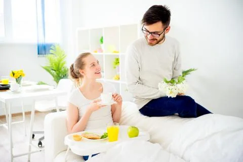 Breakfast in bed Stock Photos