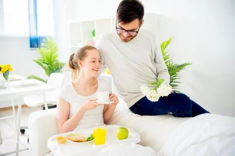 Breakfast in bed Stock Photos