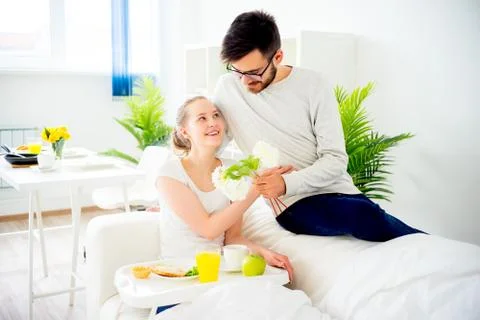 Breakfast in bed Stock Photos