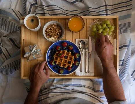 Breakfast in bed Stock Photos