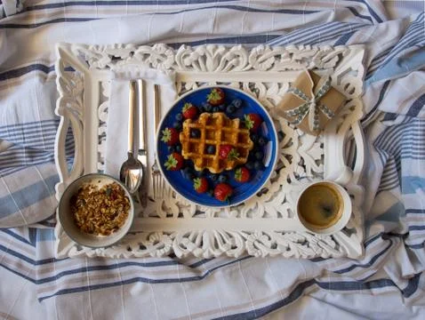 Breakfast in bed Stock Photos