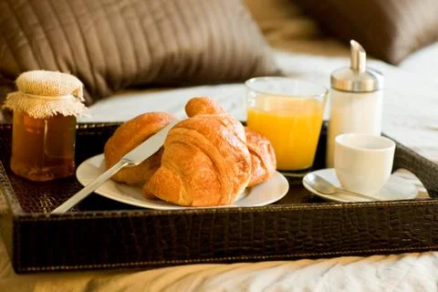 Breakfast in the bedroom Stock Photos