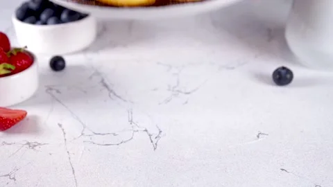 Breakfast belgian waffles with berry Stock Footage 197378583
