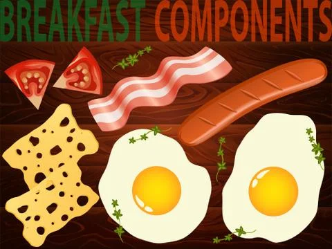 BREAKFAST BIG SET COMPONENTS Stock-Illustration
