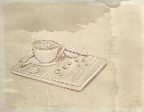 Breakfast with biscuits and coffee Stock Illustration