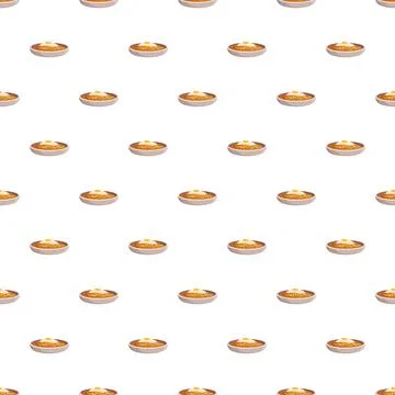 Breakfast bowls with fried eggs repeating pattern Stock Illustration