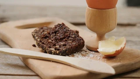 Breakfast bread and egg Video stock 84712335