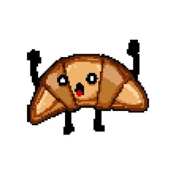 Breakfast bread character pixel art vector illustration Stock Illustration