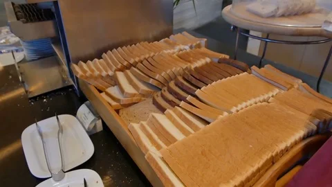 Breakfast bread in the hotel Stock-Footage 75153992