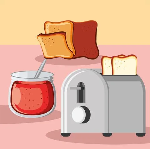 Breakfast bread jam Stock Illustration